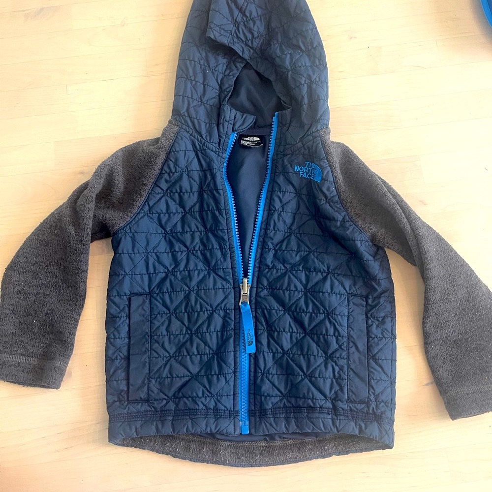North Face Toddler Hooded Jacket. Blue and gray. Toddler Size 3T.